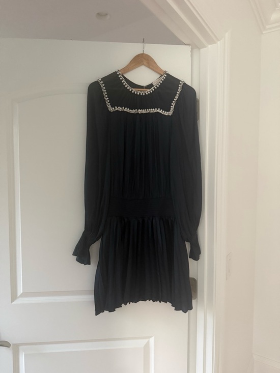 Ramy Brook Embellished Long Sleeve Mini Dress In Blue M - Picture 4 of 5